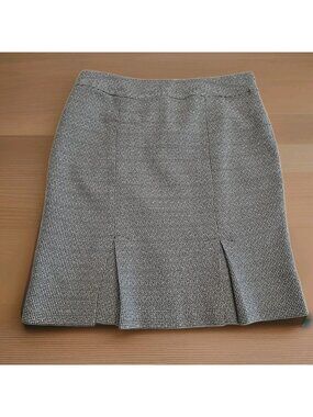 Kasper Women Skirt Size 16 Pleats Black White Mid Length Side Zip